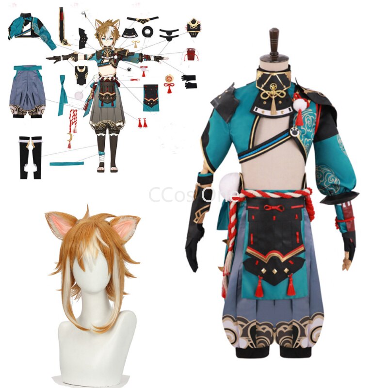 Game Genshin Impact Gorou Cosplay Costume Men Combat Uniform Fox Boy Costume Halloween Women Cosplay Costume Full Set